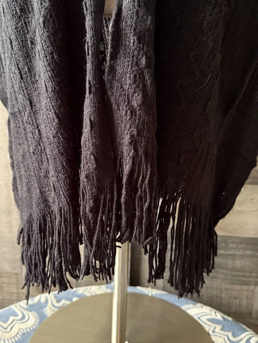 Jon & Anna black cable knit wrap lightweight fringe coastal cowgirl resortwear